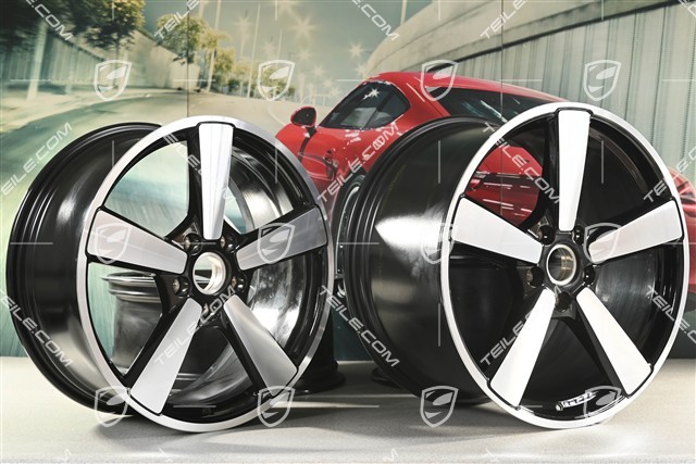 20"+21" Carrera Classic Felgensatz, Felgen 8,5J x 20 ET50 + 11,5J x 21 ET79, schwarz hochglanz