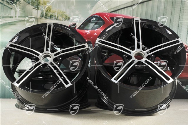 21" Wheel rim set Mission E Design, 9,5J x 21 ET60 + 11,5J x 21 ET66, black high gloss
