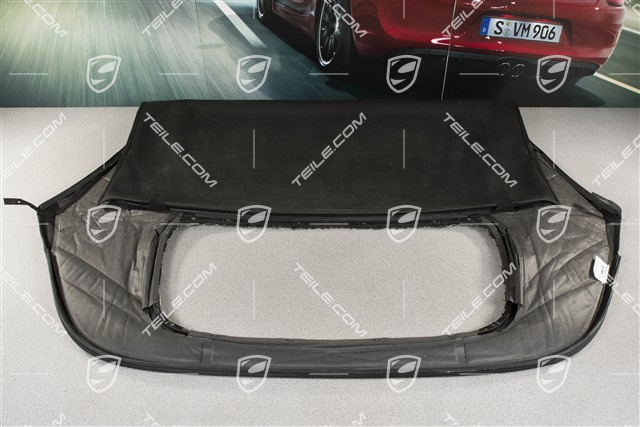 Convertible top covering, cabrio, black, without glas