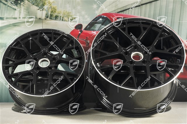 20+21" Komplet felg RS Spyder, felgi: przednie 8,5J x 20 ET53 + tylne 11,5J x 21 ET67, czarny wysoki połysk