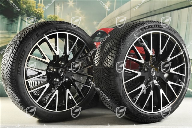 21-inch Panamera Exclusive Design Winter wheel set, wheel rims 9,5J x 21 ET71 + 10,5J x 21 ET71 + Michelin Pilot Alpin 5 winter tyres 275/35 R21 + 315/30 R21, black high gloss
