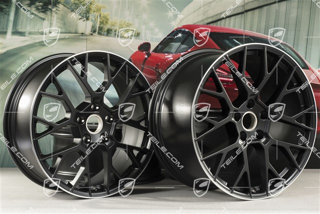 20+21-inch wheel rim set RS Spyder, rims: front 8,5J x 20 ET53 + rear 11,J x 21 ET67, black satin matt