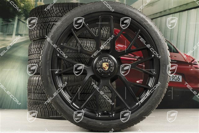 20" Turbo S central locking winter wheel set for Turbo S / GTS, wheels 8,5J x 20 ET51 + 11J x 20 ET59 + Michelin Pilot Alpin PA4 N1 winter wheels 245/35 R20+295/30 R20, TPMS, black satin mat