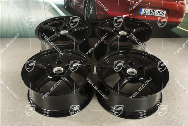 18-inch wheel rim set "Boxster", 8J x 18 ET57 + 9J x 18 ET47, black high gloss