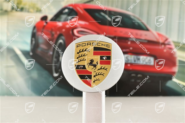 Hub cap, concave, coloured crest, Brilliant Chrome