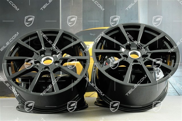 20" Carrera Classic II, wheel rim set, 8,5J x 20 ET51 + 11J x 20 ET52, black high gloss 20" Carrera Classic II, wheel rim set, 8,5J x 20 ET51 + 11J x 20 ET52, black high gloss