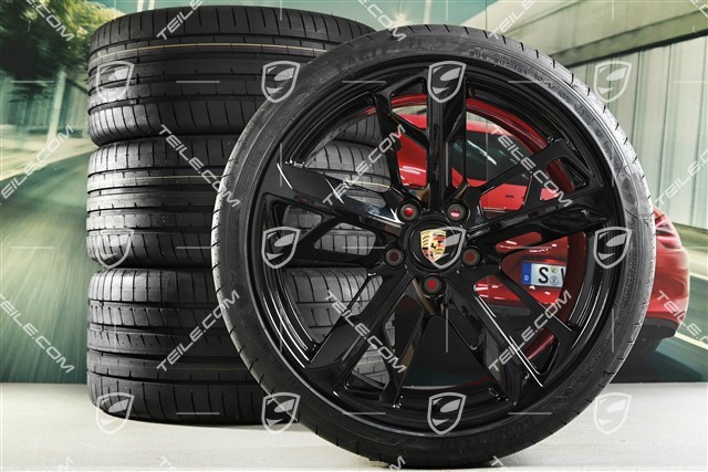 21" Cross Turismo design summer wheel set, rims 9.5J x 21 ET60 + 11.5J x 21 ET66 + Goodyear summer tyres 265/35 R21 + 305/30 R21, black high gloss