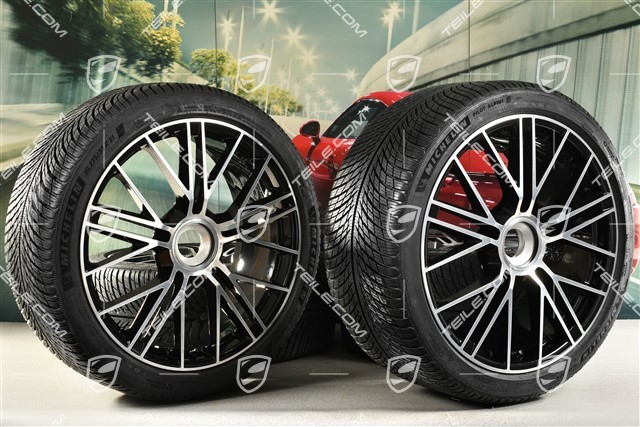 21-inch Panamera Turbo S Winter wheel set, central lock, wheel rims 9,5J x 21 ET71 + 10,5J x 21 ET71 + NEW Michelin Pilot Alpin 5 winter tyres 275/35 R21 + 315/30 R21, black high gloss