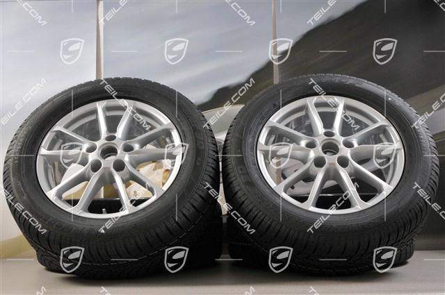 18-inch winter wheels set "Cayenne" facelift 2014->, alloy rims 8J x 18 ET53 + NEW Dunlop winter tyres 255/55 R18, with TPM