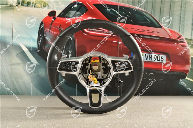 Multifunktionslenkrad PDK mit Schaltwippen, Sport Chrono Plus Paket, Leder, Schwarz