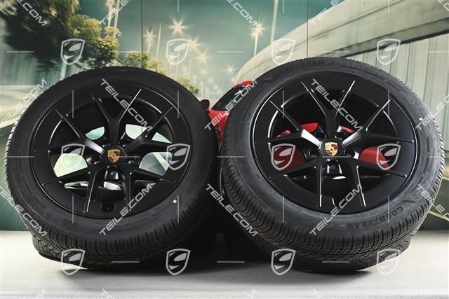 21" Cayenne RS Spyder Design winter wheel set, wheel rims 9,5J x 21 ET16 + 11J x 21 ET37 + NEW Goodyear UltraGrip Performance 3 SUV winter tyres 275/45 R21 + 315/40 R21, black satin matt