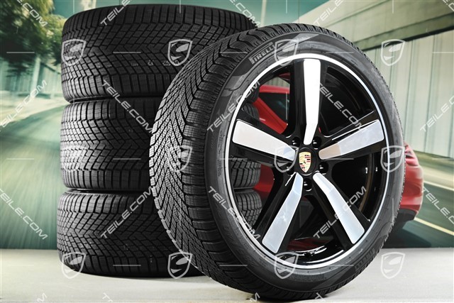 22" Winterräder Cayenne Exclusive Design Sport, Felgen 10J x 22 ET48 +11,5J x 22 ET52 + NEUE Pirelli Winterreifen 285/40 R22 + 315/35 R22, in Schwarz Hochglanz