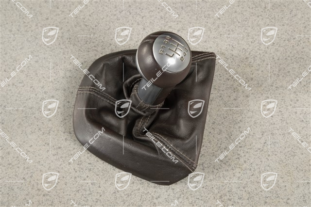 Schalthebelknopf, Cocoa, Leder / Aluminium, 6-gang schaltgetriebe