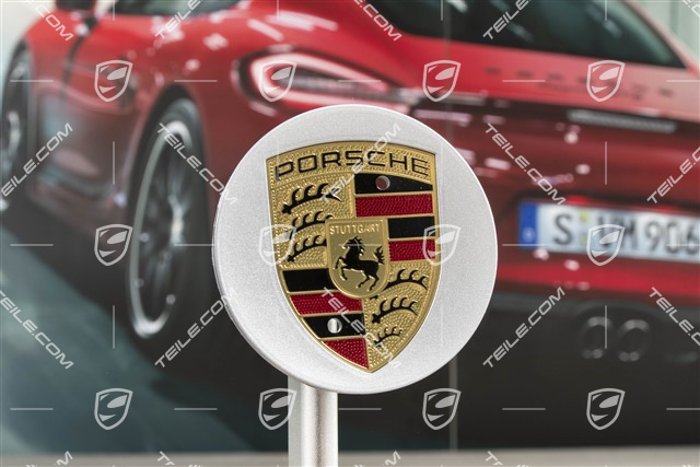 Hub cap, concave, coloured crest, Brilliant Silver