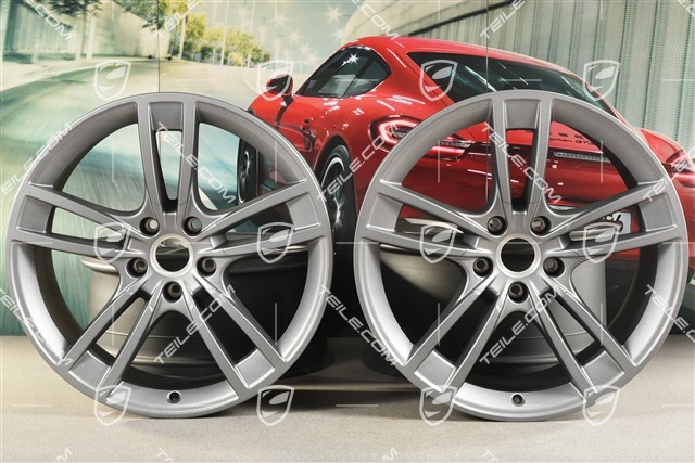 21-inch wheel rim set Cayenne Turbo Design, 11J x 21 ET58 + 9,5J x 21 ET46, Vesuvgrau