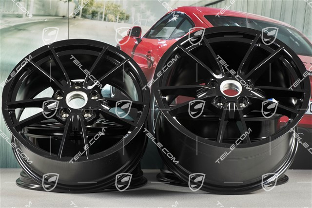 19+20" wheel rim set Carrera, rims: front 8,5J x 19 ET52 + rear 11J x 20 ET66, black high gloss