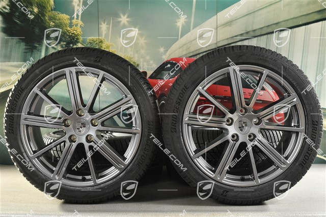 20-inch Panamera Turbo Winter wheel set, wheel rims 9,5J x 20 ET71 + 10,5J x 20 ET71 + NEW Bridgestone winter tyres 275/40 R20 + 315/35 R20, Adamantium