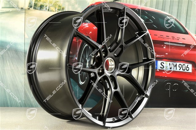 20"+21" 911 zestaw felg lekkiej konstrukcji Carrera, felgi 8,5J x 20 ET50 + 11,5J x 21 ET67, bez opon, czarny satynowy półmat
