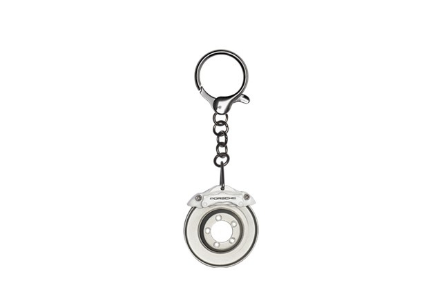 Brake-disc keyring, brake calliper in white Brake-disc keyring, brake calliper in white