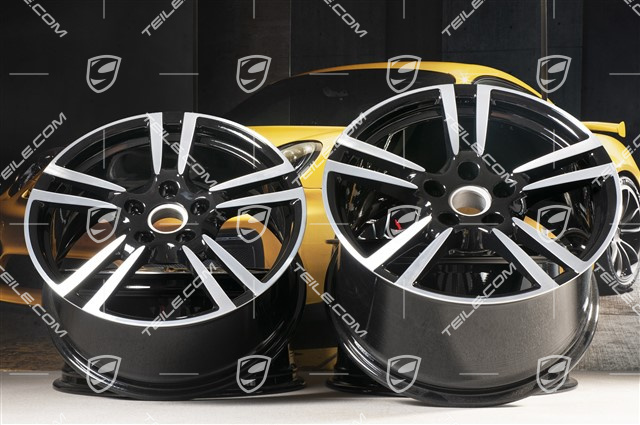 19" Komplet felg Turbo II, 8,5J x 19 ET56 + 11J x 19 ET51, do Turbo / Turbo S / GTS, czarny wysoki połysk