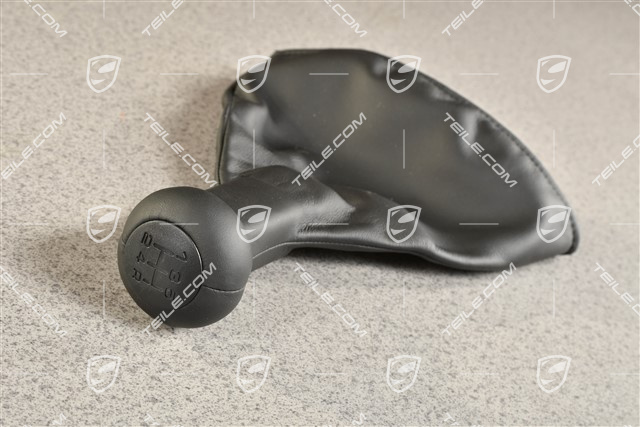 Gear shift knob with leather gaiter / sleeve / boot, Black