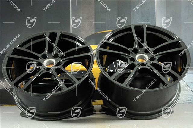 21" Komplet felg Cayenne Turbo, 11J x 21 ET58 + 9,5J x 21 ET46, czarny / wysoki połysk
