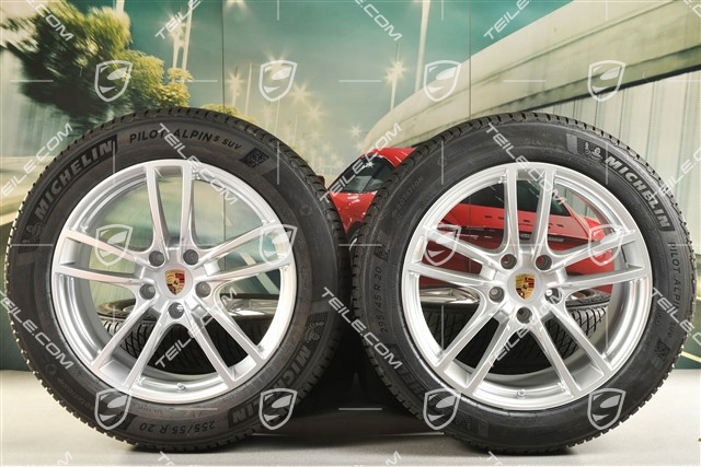 20" Cayenne Sport Winterräder Satz, Felgen 9J x 20 ET50 + 10,5J x 20 ET64 + NEUE Michelin Winterreifen 255/55 R20 + 295/45 R20, mit RDK-Sensoren