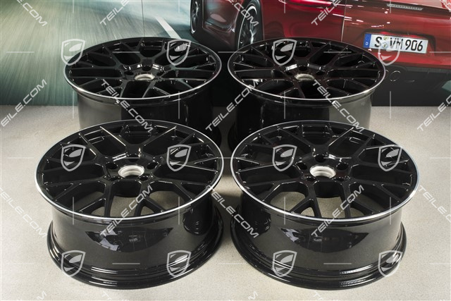 20+21" Komplet felg RS Spyder, felgi: przednie 8,5J x 20 ET53 + tylne 11,5J x 21 ET67, czarny wysoki połysk