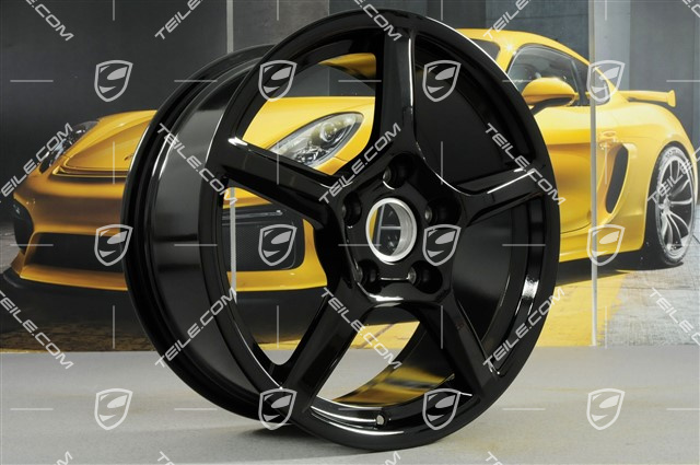 18-inch wheel rim set "Boxster", 8J x 18 ET57 + 9J x 18 ET47, black high gloss