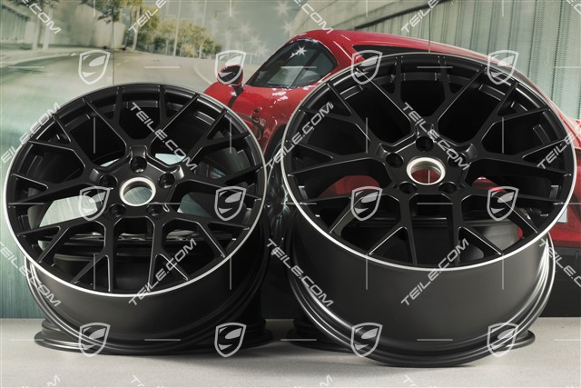 20+21-inch wheel rim set RS Spyder, rims: front 8,5J x 20 ET53 + rear 11,J x 21 ET67, black satin matt