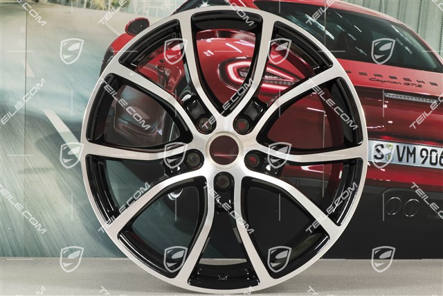 21-inch wheel rim set Cayenne Exclusive Design, 11J x 21 ET49 + 9,5J x 21 ET46, for Cayenne Coupé, black high gloss