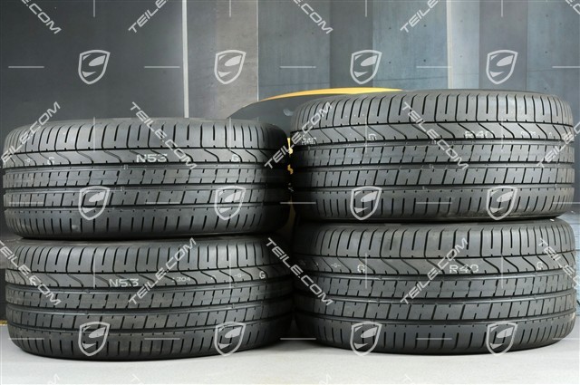 21-inch Cayenne COUPE Exclusive Design summer wheel set, rims 9,5J x 21 ET46 + 11,0J x 21 ET49 + NEW Pirelli summer tyres 285/40 R21 + 315/35 R21, Platinum satin matt, with TPMS