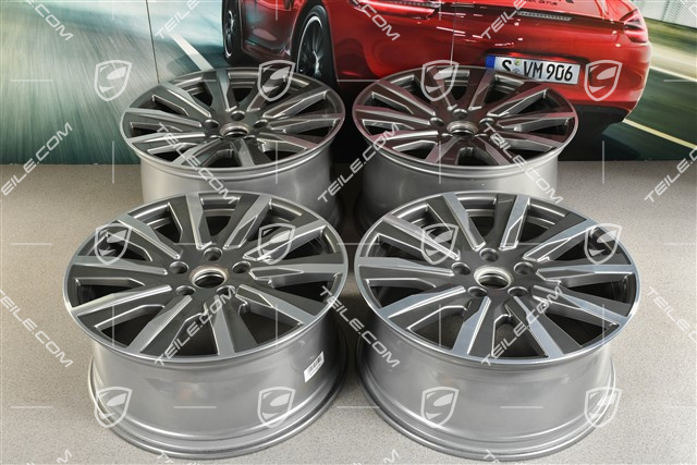 20-inch Taycan Tequipment Design wheel rim set, 9J x 20 ET54 + 11J x 20 ET60, platin silver