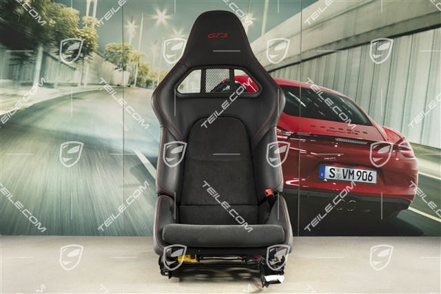Bucket seat, collapsible, leather/Alcantara Black, heated, seam in Carmine red, with logo GT3, R