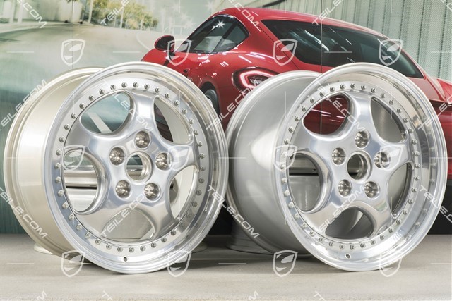 18-inch Alloy wheel rim set, Turbo 3.6, 10J x 18 ET61 + 8J x 18 ET52, Speedline, polished