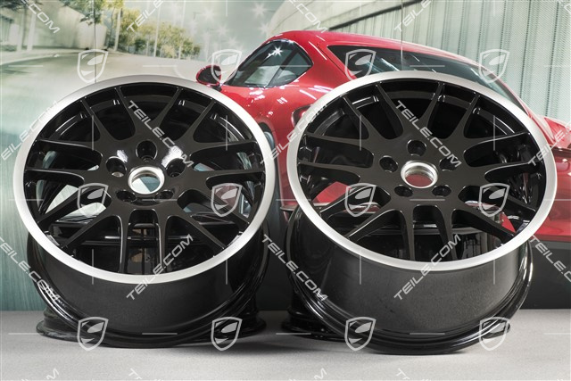 20-inch RS Spyder wheel rim set, 9,5J x 20 ET65 + 10,5J x 20 ET65, for winter tires, black high gloss + silver