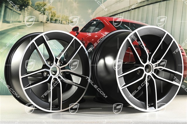 20"+21" Carrera Exclusive Design Felgensatz, Felgen 8,5J x 20 ET50 + 11,5J x 21 ET79, schwarz seidenmatt