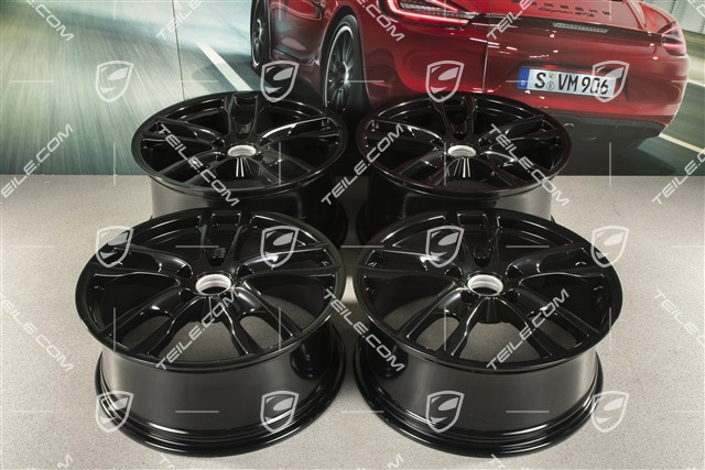 19-inch Boxster S III wheel set, 8J x 19 x ET 57 + 9,5J x 19 x ET 45, black highgloss