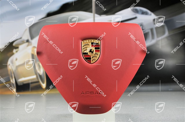 Airbag, 3-Speichen, Leder, "Carrera" rot