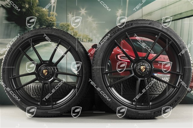 20+21-inch GTS "Turbo S" winter wheel set, central lock rims 8,5J x 20 ET50 + 11J x 21 ET66 + NEW Michelin winter tyres 245/35 R20 + 295/30 R21, black satin matt