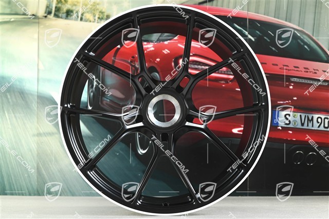 21" GT3 Felge, 12J x 21 ET45, Schwarz Seidenmatt + Felgenrand in Weiß
