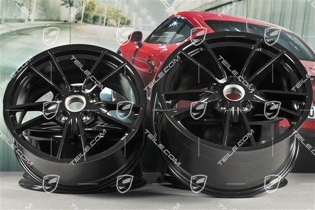 19+20" wheel rim set Carrera, rims: front 8,5J x 19 ET52 + rear 11J x 20 ET66, black high gloss