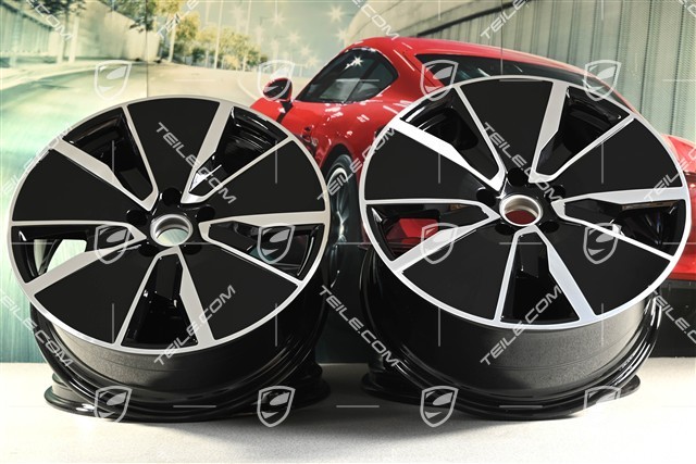 21-inch Macan Turbo wheel rim set, 8,5J x 21 ET27 + 10,5J x 21 ET47, black high gloss