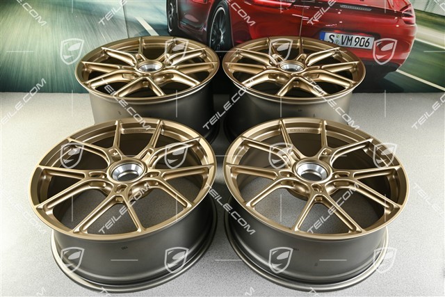 20+21" Carrera GTS lightweight alloy wheel rim set, wheels 8.5J x 20 ET50 + 11.5J x 21 ET79, in Neodyme