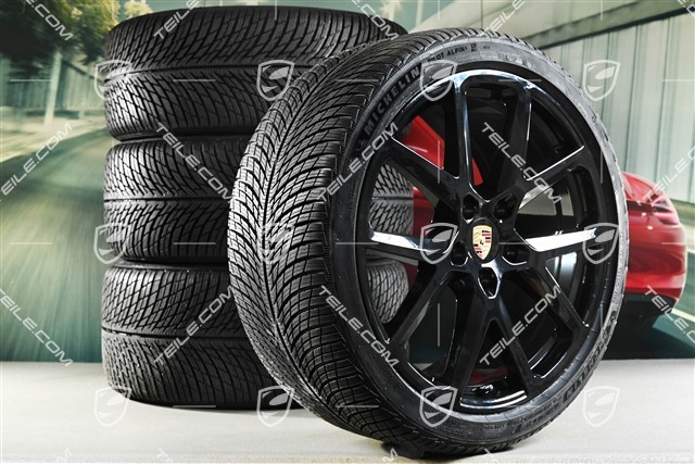 21-inch Panamera SportDesign Winter wheel set, wheel rims 9,5J x 21 ET71 + 10,5J x 21 ET71 + NEW Michelin Pilot Alpin 5 winter tyres 275/35 R21 + 315/30 R21, black high gloss