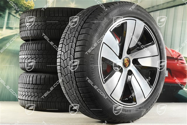 19" Taycan S winter wheel set, rims 8J x 19 ET50 + 10J x 19 ET47, Continental winter tyres 225/55 R19 + 275/45 R19, DOT/prod. year 2021/2022, tyres profile 6mm