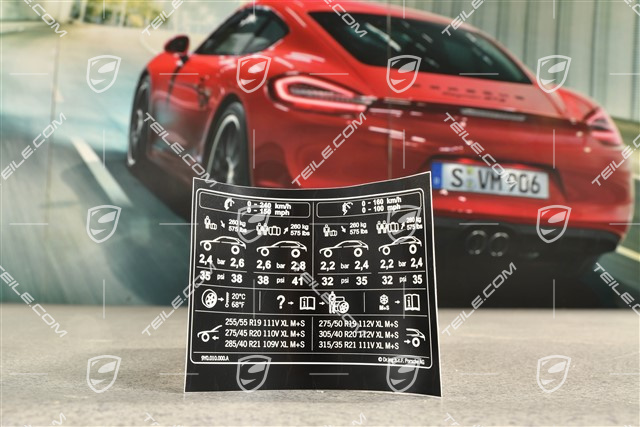 Identification / notice sticker for tire pressure