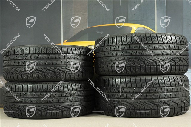 18" Boxster winter wheel set, 8J x 18 ET57 + 9J x 18 ET47 + winter tyres Pirelli Sottozero II 235/45 R18 + 265/45 R18, with TPMS.