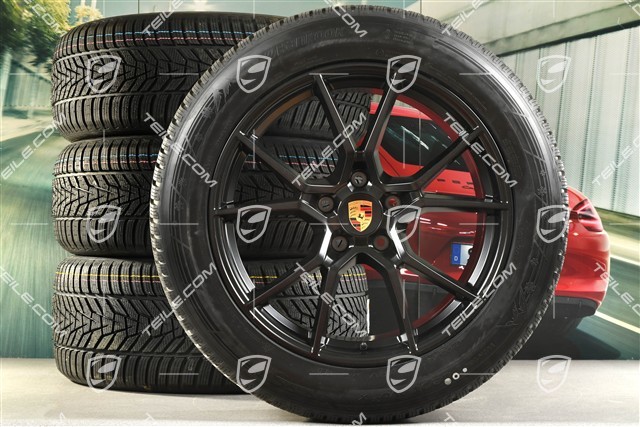 20-inch Cayenne S winter wheel set, rims 9J x 20 ET50 + 10,5J x 20 ET55 + NEW Hankook Winter i*eveo 3X, winter tyres 255/55 R20 + 295/45 R20, with TPMS, black satin matt
