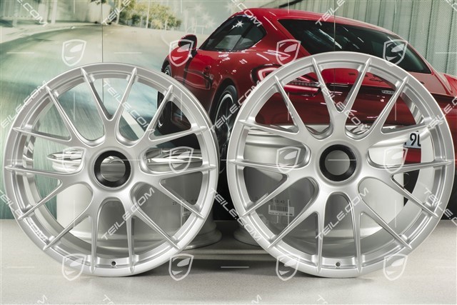 20"+21" GT2RS/GT3RS Magnesium Felgensatz, Felgen 9,5 J x 20 ET50 + 12,5 J x 21 ET48, Brilliantsilber